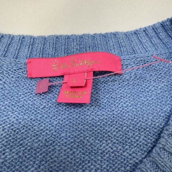LILLY PULITZER Womens Sz L Pippy Sweater Blue Peri Sun Sand Sea NWOT $138 Preppy - Picture 8 of 13